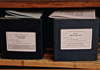 The cremated remains of Richard Chopping and Denis Wirth-Miller located in the Storehouse. Image: Jon Lys Turner.